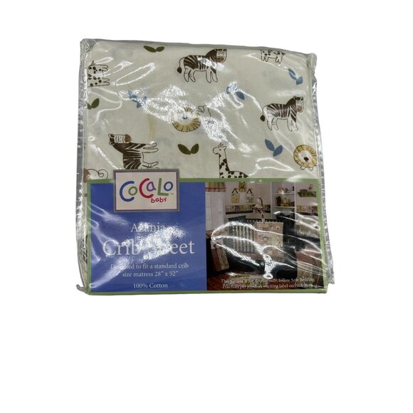 Cocalo Baby Azania Crib Sheet Set 2 pc Safari Animals 100% Cotton Giraffe Zebra - Picture 3 of 13